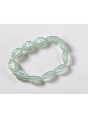 Vintage Mint Green Beaded Stretch Bracelet Translucent Beads Minimalist Spring